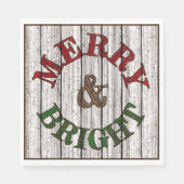 Merry & Bright On Weathered Wooden Planten Pattern Servet (Voorkant)