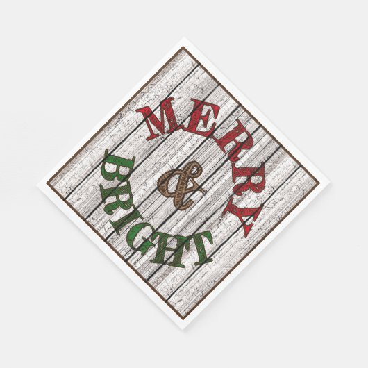 Merry & Bright On Weathered Wooden Planten Pattern Servet (Hoek)
