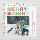 Merry + Bright One Photo kerst Kaart (Voorkant / Achterkant)