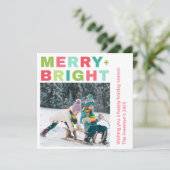 Merry + Bright One Photo kerst Kaart (Staand voorkant)
