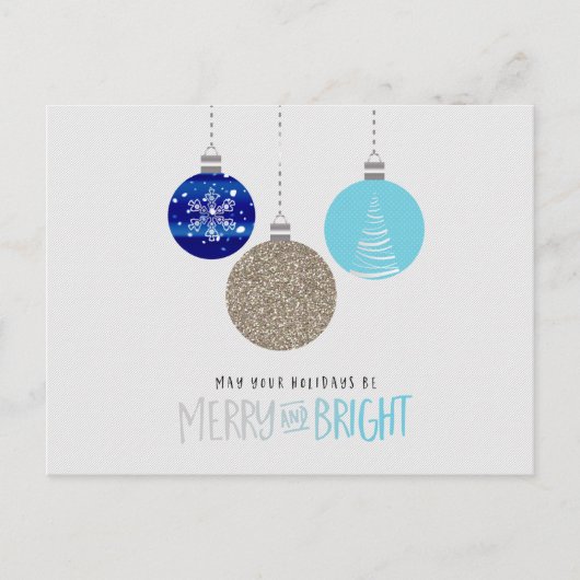 Merry & Bright Ornamenten Vakantie Winter Briefkaa Feestdagenkaart (Voorkant)