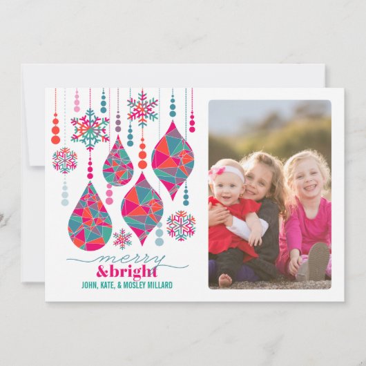 Merry & Bright Ornaments Feestdagenkaart (Voorkant)