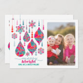 Merry & Bright Ornaments Feestdagenkaart (Voorkant / Achterkant)