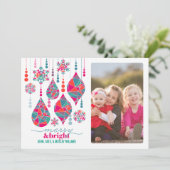Merry & Bright Ornaments Feestdagenkaart (Staand voorkant)
