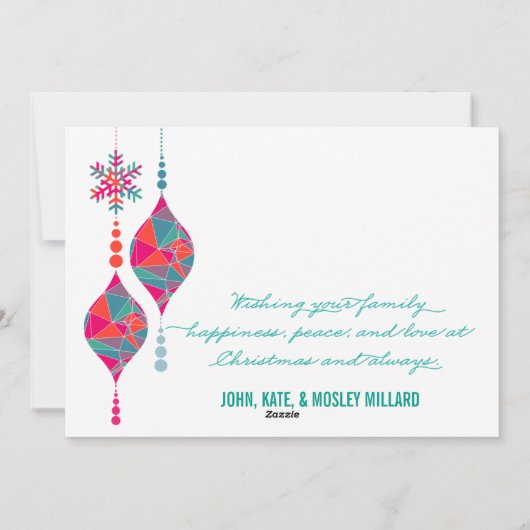 Merry & Bright Ornaments Feestdagenkaart (Achterkant)