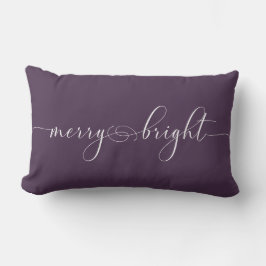 Merry Bright Paarse Calligraphy Holiday kerst Kussen