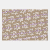 Merry & Bright Paarse kerstboomverlichting Kraft Inpakpapier Vel (Voorkant 2)