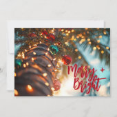 Merry + Bright Palm Tree and Ornament Flat Feestdagenkaart (Voorkant)