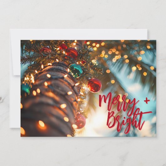 Merry + Bright Palm Tree Business Logo Feestdagenkaart (Voorkant)