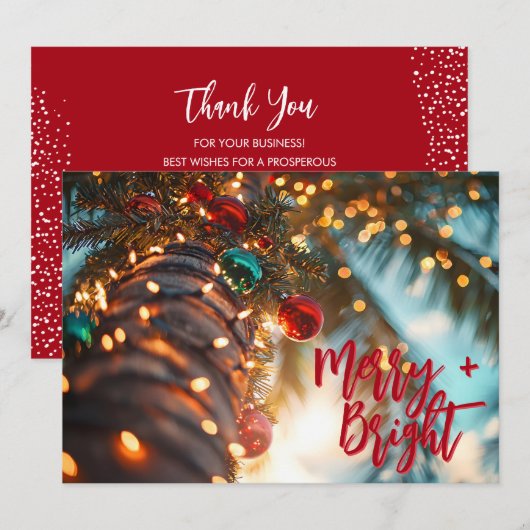 Merry + Bright Palm Tree Business Logo Feestdagenkaart (Voorkant / Achterkant)