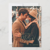 Merry Bright Pas getrouwd Couple-foto met kerstmis Feestdagenkaart (Voorkant)