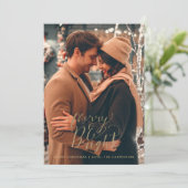 Merry Bright Pas getrouwd Couple-foto met kerstmis Feestdagenkaart (Staand voorkant)
