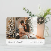 Merry & Bright Pas getrouwd voor het eerst getrouw Feestdagenkaart (Staand voorkant)