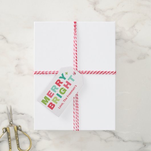 Merry + Bright Pastel Holiday Gift Label Cadeaulabel (Met Touw)