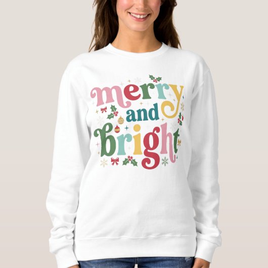 Merry & Bright Pastel Kerst Dames Trui (Voorkant)