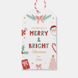 Merry & Bright Pastel Mooie Kerstcadeau Labels Cadeaulabel