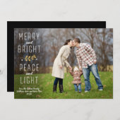 Merry, Bright, Peace, Light | Kerstfotokaart Feestdagenkaart (Voorkant / Achterkant)