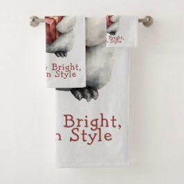 Merry & Bright Penguin Christmas Bad Handdoek