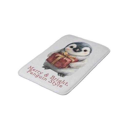 Merry & Bright Penguin Christmas Badmat (Gekanteld)