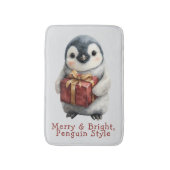 Merry & Bright Penguin Christmas Badmat (Voorkant Verticaal)