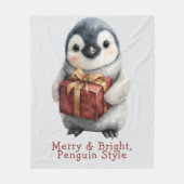 Merry & Bright Penguin Christmas Fleece Deken (Voorkant)