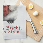 Merry & Bright Penguin Christmas Theedoek (Quarter Fold)