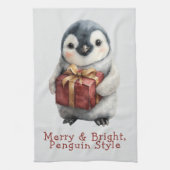 Merry & Bright Penguin Christmas Theedoek (Verticaal)