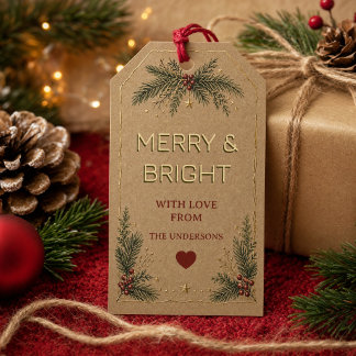 Merry & Bright Persoonlijke Kerstcadeautags, Cadeaulabel