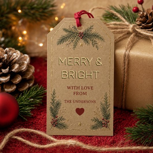 Merry & Bright Persoonlijke Kerstcadeautags, Cadeaulabel