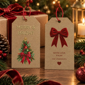 Merry & Bright Persoonlijke Kerstcadeautags,  Cadeaulabel
