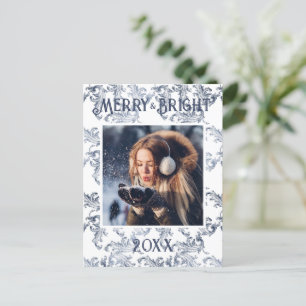 Merry & Bright Photo Blue  vakantie Briefkaart