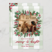 Merry & Bright Photo Christmas Holiday Kaart (Voorkant / Achterkant)