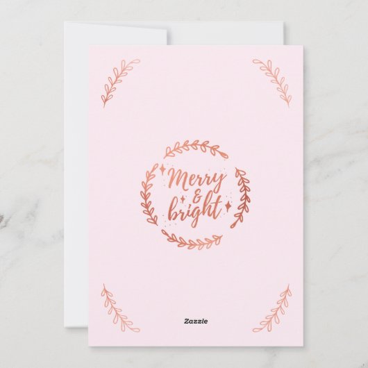 Merry & Bright Photo Collage Roos Gold Christmas Feestdagenkaart (Achterkant)