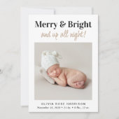 Merry Bright Photo kerstfeestay Birth Aankondiging (Voorkant)