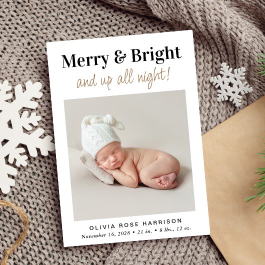 Merry Bright Photo kerstfeestay Birth Aankondiging