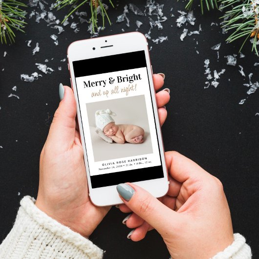 Merry Bright Photo kerstfeestay Birth Aankondiging