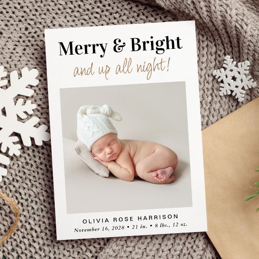 Merry Bright Photo kerstfeestay Birth Aankondiging