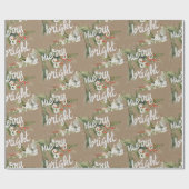 Merry & Bright Pine Bough Berries & Candlelight Cadeaupapier (Vlak)