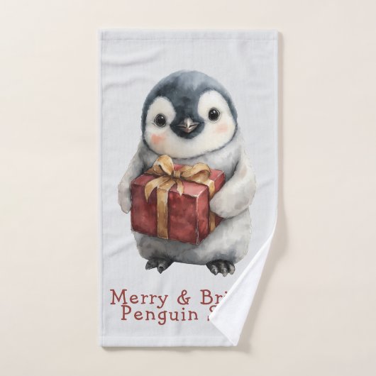 Merry & Bright Pinguïn Kerstmis Bad Handdoek (Handdoek)