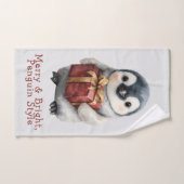 Merry & Bright Pinguïn Kerstmis Bad Handdoek (Handdoek)