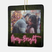 Merry + Bright Pink Neon Boxwood kerstfoto Keramisch Ornament (Links)