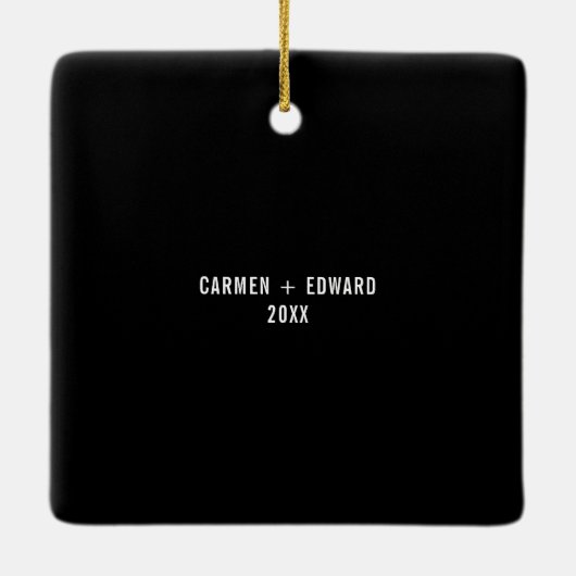 Merry + Bright Pink Neon Boxwood kerstfoto Keramisch Ornament (Achterkant)