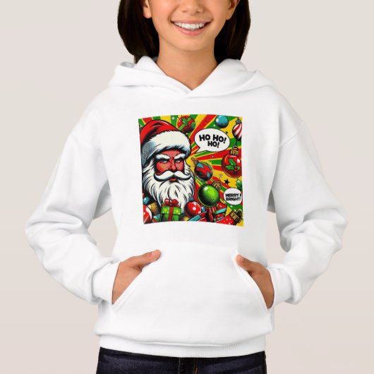 Merry & Bright Pop Art – Bold Christmas T-Shirt (Voorkant)