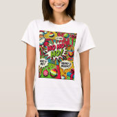 Merry & Bright Pop Art – Bold Christmas T-Shirt (Voorkant)
