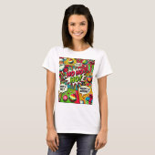 Merry & Bright Pop Art – Bold Christmas T-Shirt (Voorkant volledig)