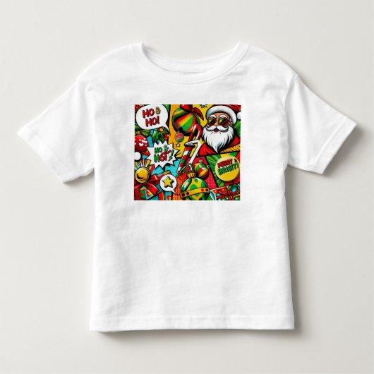 Merry & Bright Pop Art – Bold Christmas T-Shirt (Voorkant)
