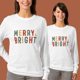 Merry & Bright, prettige kerst T-shirt
