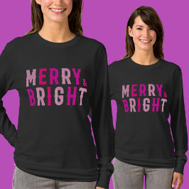 Merry & Bright, prettige kerst T-shirt