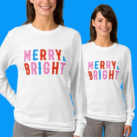 Merry & Bright, prettige kerst T-shirt