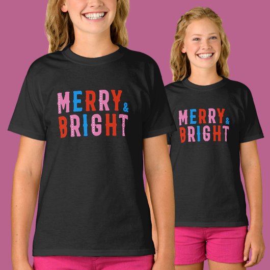 Merry & Bright, prettige kerst T-shirt